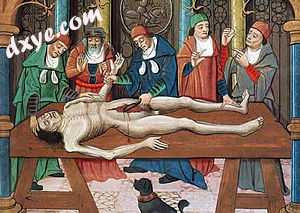 Dissection of a cadaver, 15th-century painting