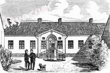 The institute's original building as it appeared in the early 1860s