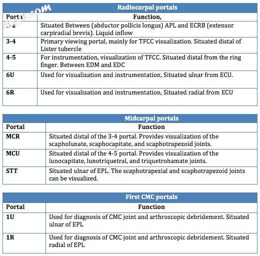 Table 1. Different portals that can be used during Wrist 关节镜检查[16].jpg