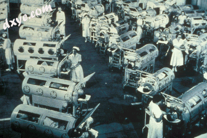 Children’s ward at Rancho Los Amigos Hospital in 1954, showing more than 100 pe.gif