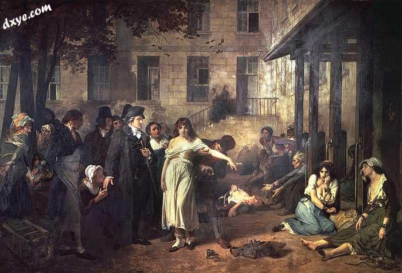 Dr. Philippe Pinel at the Salpêtrière, 1795 by Tony Robert-Fleury. Pinel order.jpg
