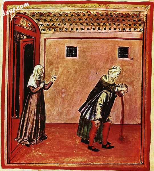14th-century illustration of vomiting from the Casanatense Tacuinum Sanitatis.jpg